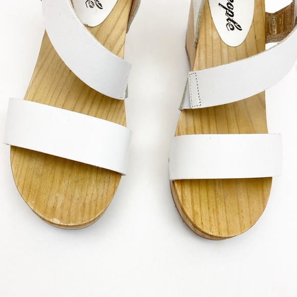 Free People Dune Beach Clog Sandal Leather Wood White Boho Bohemian - Picture 6 of 11